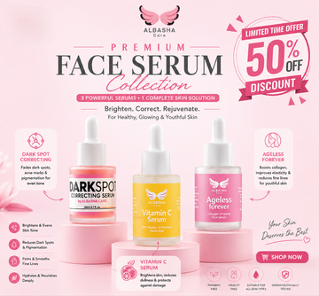 Premium Face Serum Collection – Vitamin C, Dark Spot Correcting & Collagen Peptide Serums | Albasha Care